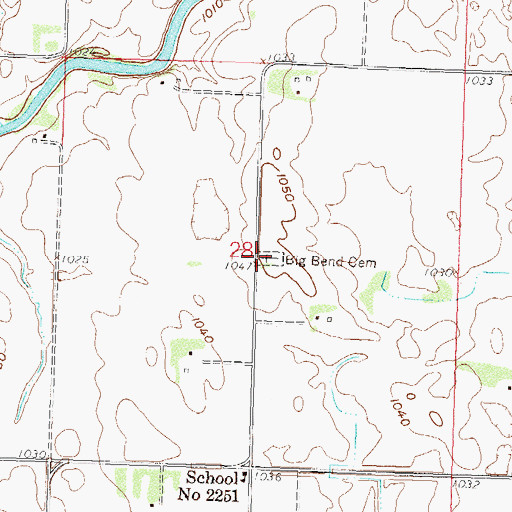 Topographic Map of Big Bend Cemetery, MN