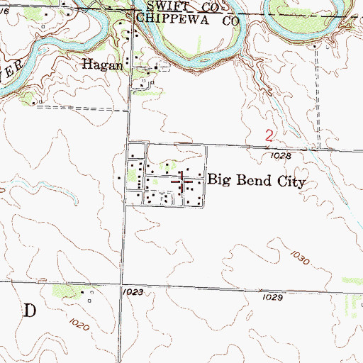 Topographic Map of Big Bend City, MN