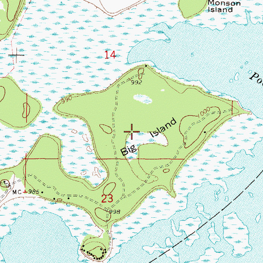 Topographic Map of Big Island, MN