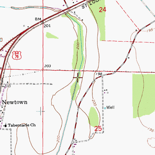 Topographic Map of Tupelo Brake (historical), AR