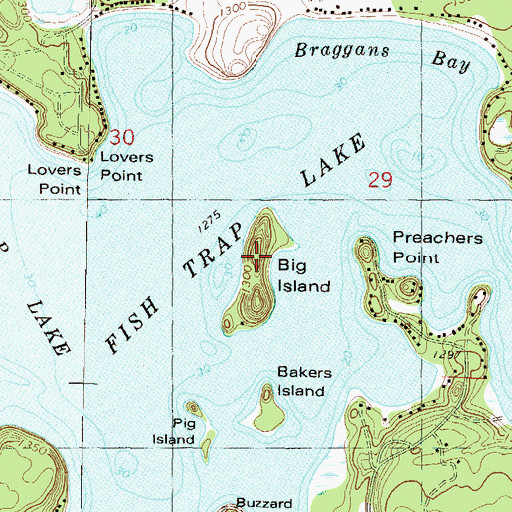 Topographic Map of Big Island, MN