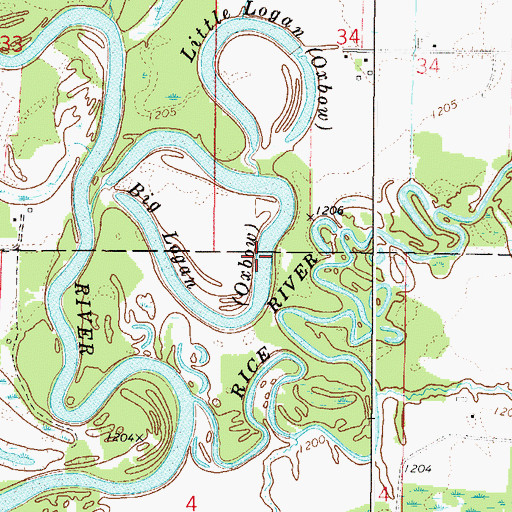Topographic Map of Big Logan, MN