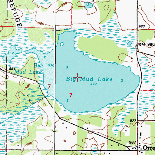 Topographic Map of Big Mud Lake, MN