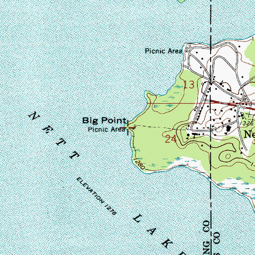 Topographic Map of Big Point, MN