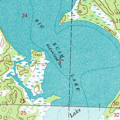 Topographic Map of Big Rush Lake, MN