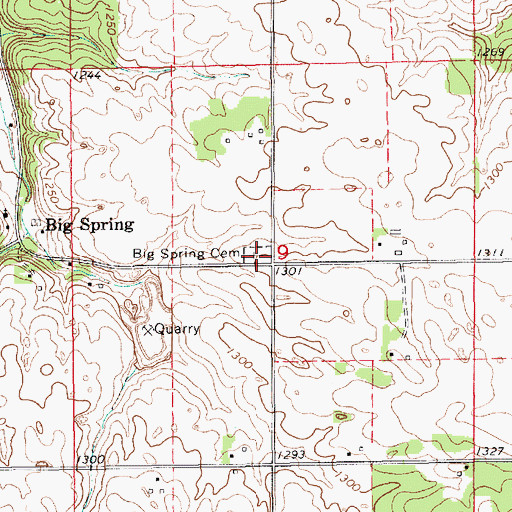 Topographic Map of Big Spring Cemetery, MN