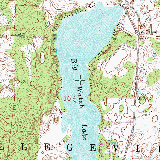 Topographic Map of Big Watab Lake, MN