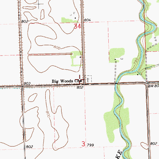 Topographic Map of Big Woods Church, MN