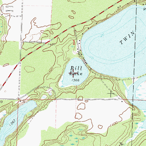 Topographic Map of Bill Lake, MN
