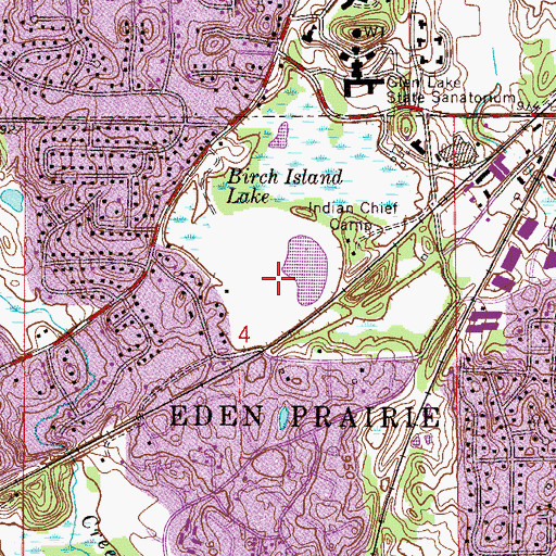 Topographic Map of Birch Island Lake, MN