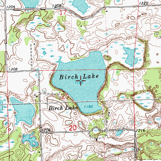 Topographic Map of Birch Lake, MN