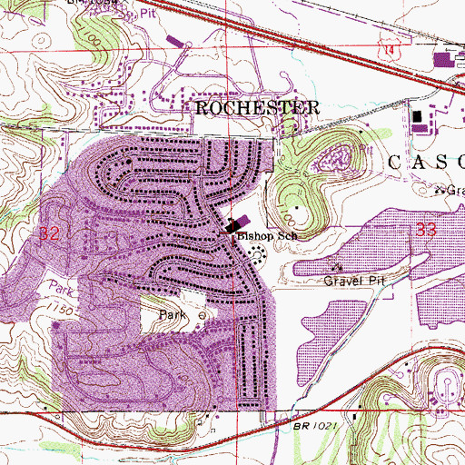 Topographic Map of Bishop School, MN