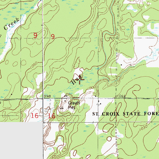 Topographic Map of Bjorks Creek, MN