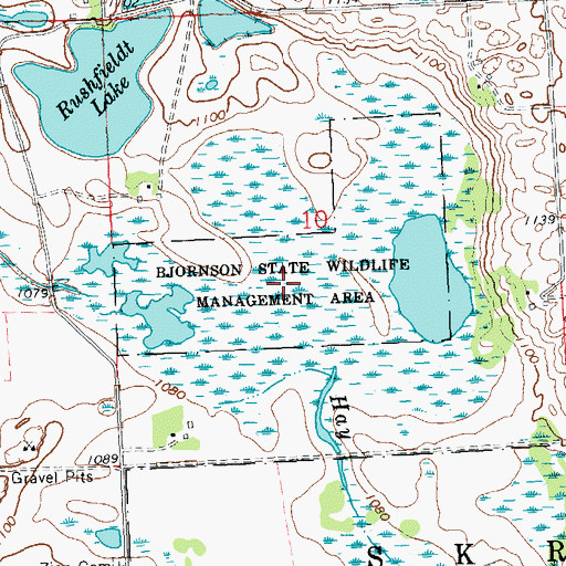 Topographic Map of Bjornson State Wildlife Management Area, MN