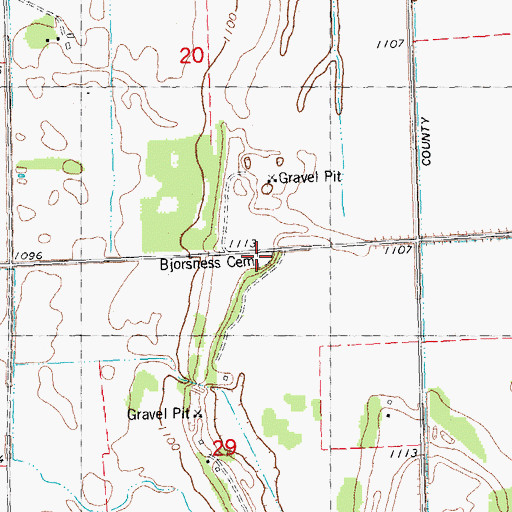 Topographic Map of Bjorsness Cemetery, MN
