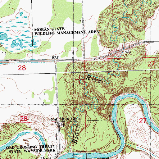 Topographic Map of Black River, MN