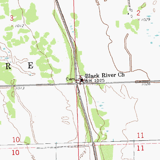 Topographic Map of Black River Church, MN