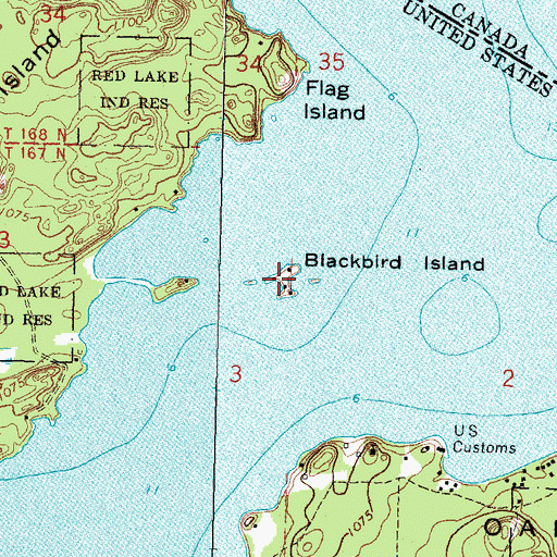 Topographic Map of Blackbird Island, MN