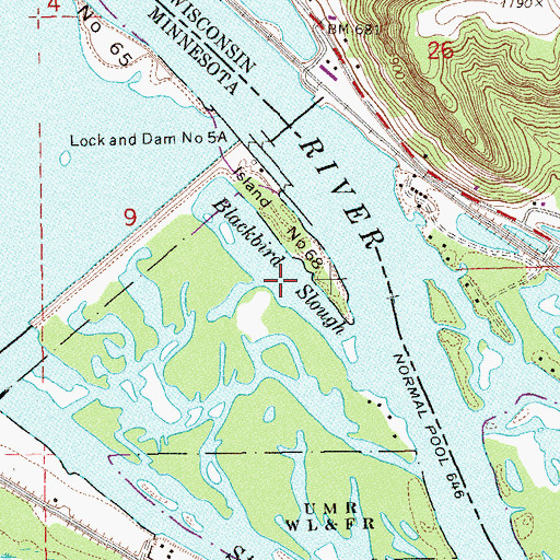 Topographic Map of Blackbird Slough, MN