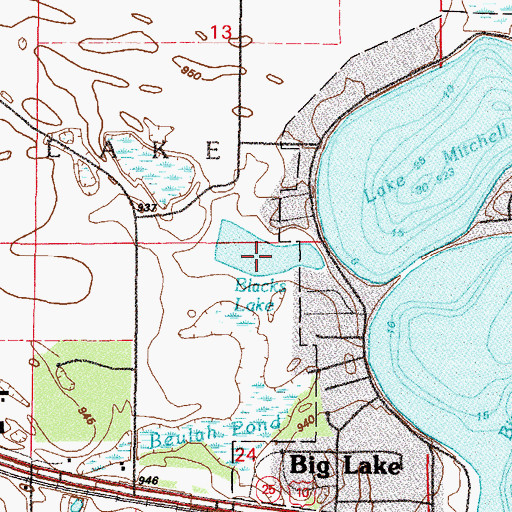 Topographic Map of Blacks Lake, MN