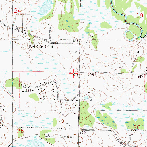 Topographic Map of Bland School Number 940, MN