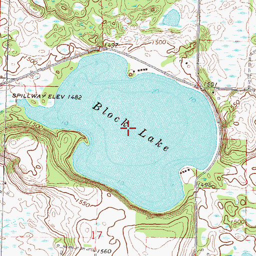 Topographic Map of Block Lake, MN
