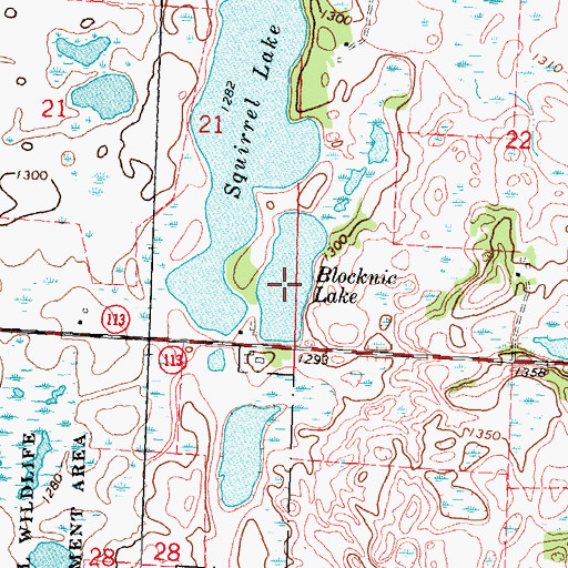 Topographic Map of Blocknic Lake, MN