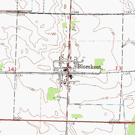 Topographic Map of Blomkest, MN
