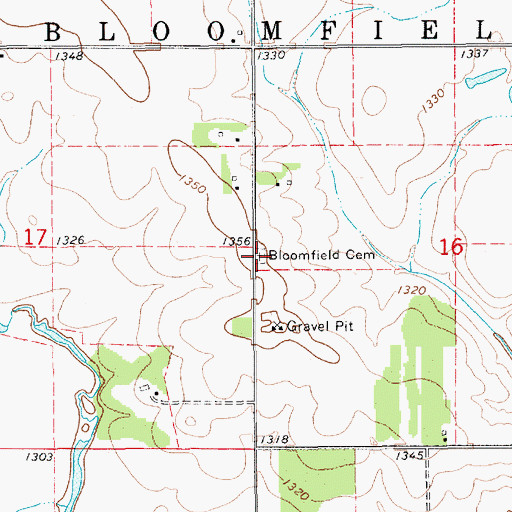Topographic Map of Bloomfield Cemetery, MN