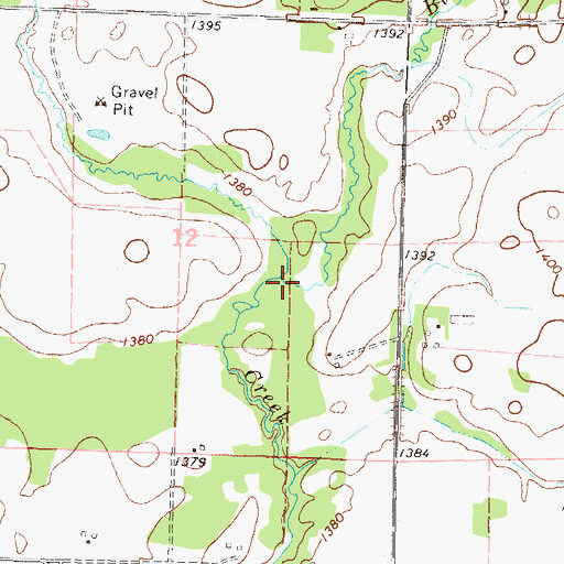 Topographic Map of Blue Creek, MN