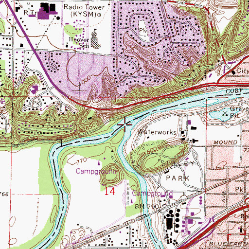 Topographic Map of Blue Earth River, MN