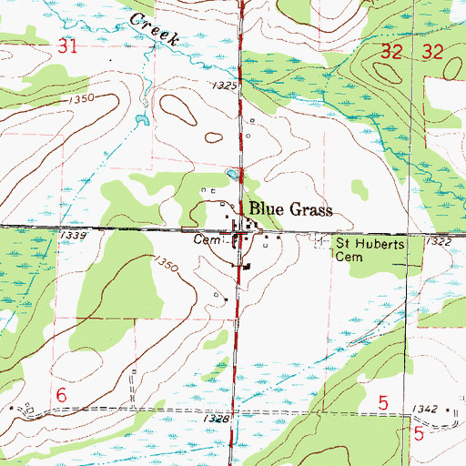 Topographic Map of Blue Grass, MN
