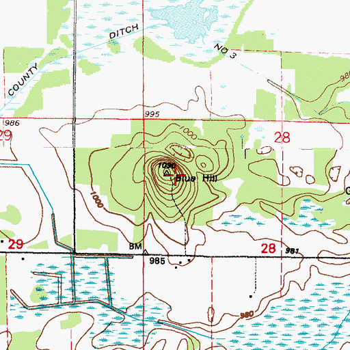 Topographic Map of Blue Hill, MN