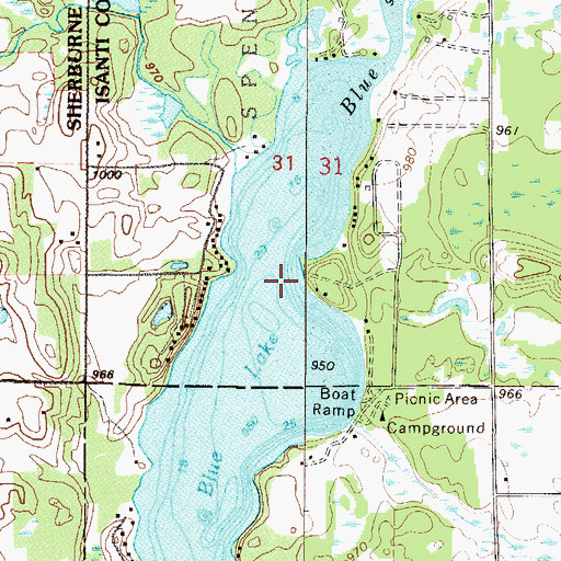 Topographic Map of Blue Lake, MN