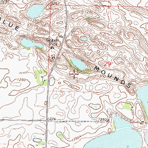 Topographic Map of Blue Mounds, MN