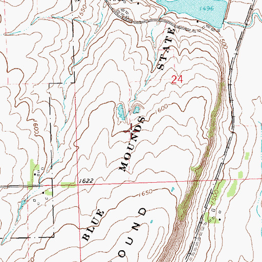 Topographic Map of Blue Mounds State Park, MN