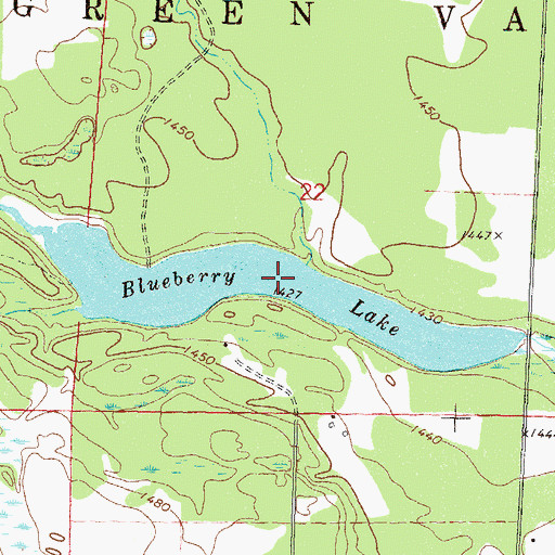 Topographic Map of Blueberry Lake, MN