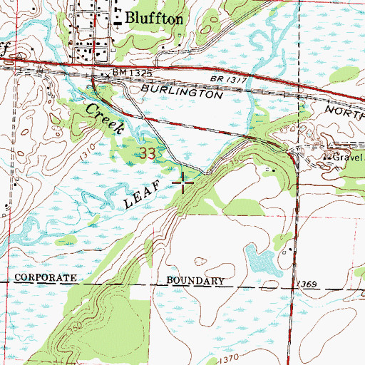 Topographic Map of Bluff Creek, MN