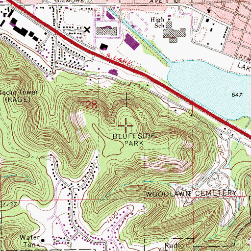 Topographic Map of Bluffside Park, MN