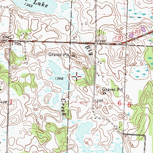 Topographic Map of Bly Creek, MN
