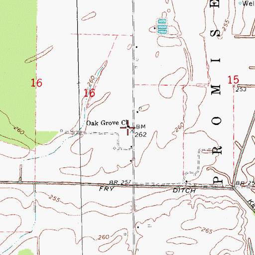 Topographic Map of Oak Grove School (historical), AR