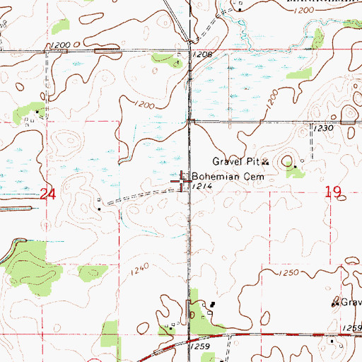 Topographic Map of Bohemian Cemetery, MN