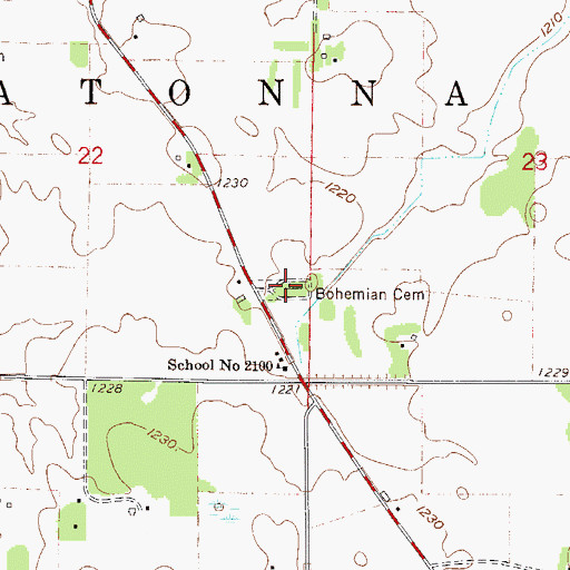 Topographic Map of Bohemian Cemetery, MN