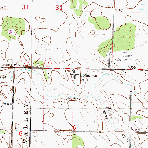 Topographic Map of Bohemian Cemetery, MN