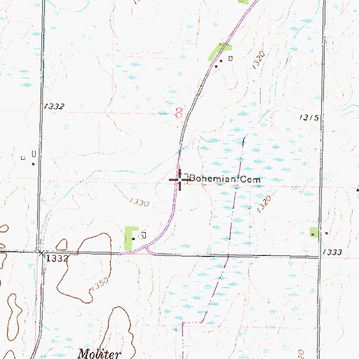 Topographic Map of Bohemian Cemetery, MN