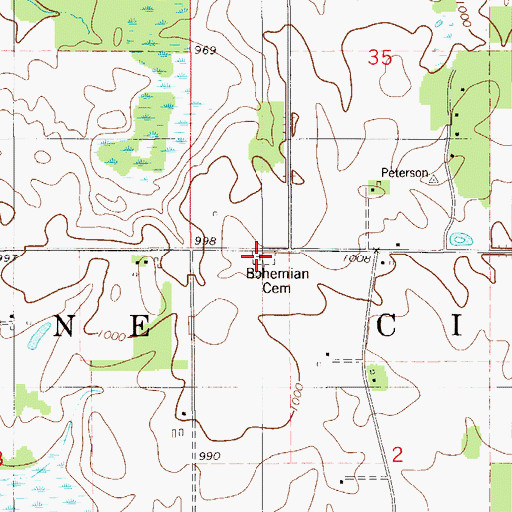 Topographic Map of Czech National Cemetery, MN