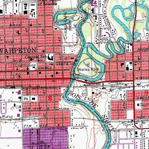 Topographic Map of Bois de Sioux River, MN