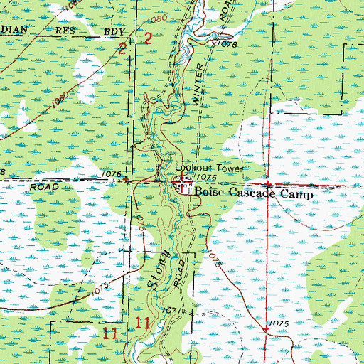 Topographic Map of Boise Cascade Camp, MN
