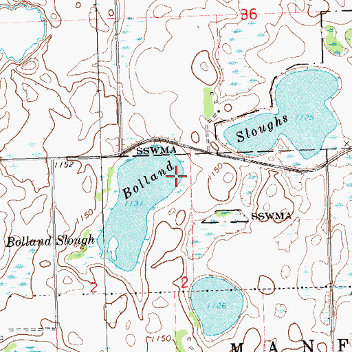Topographic Map of Bolland Slough, MN