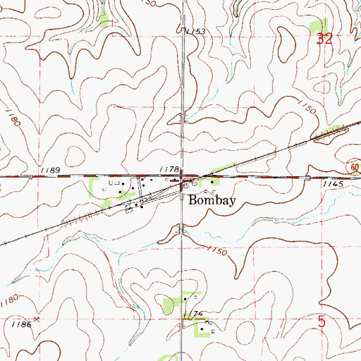 Topographic Map of Bombay, MN